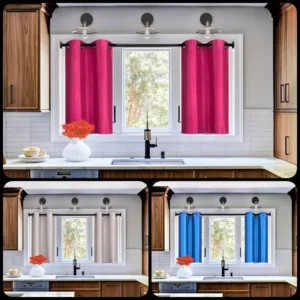 Blackout Curtain Panel 2PC Kitchen Restaurant Tier Faux Silky Grommet Window Curtain 36 inch