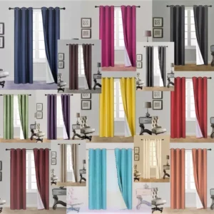 Blackout Curtain Panels - 2PC Insulated Grommet Window Curtains - Various Lengths & Colors