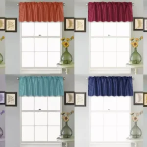 Faux Silk Window Valance Topper - 55x18 Solid Color Rod Pocket Valance