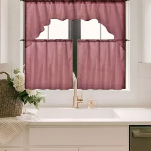 Kitchen Curtain Set Voile Sheer Drape Tiers Swag Valance 36-inch Mixed Color Sheer Voile
